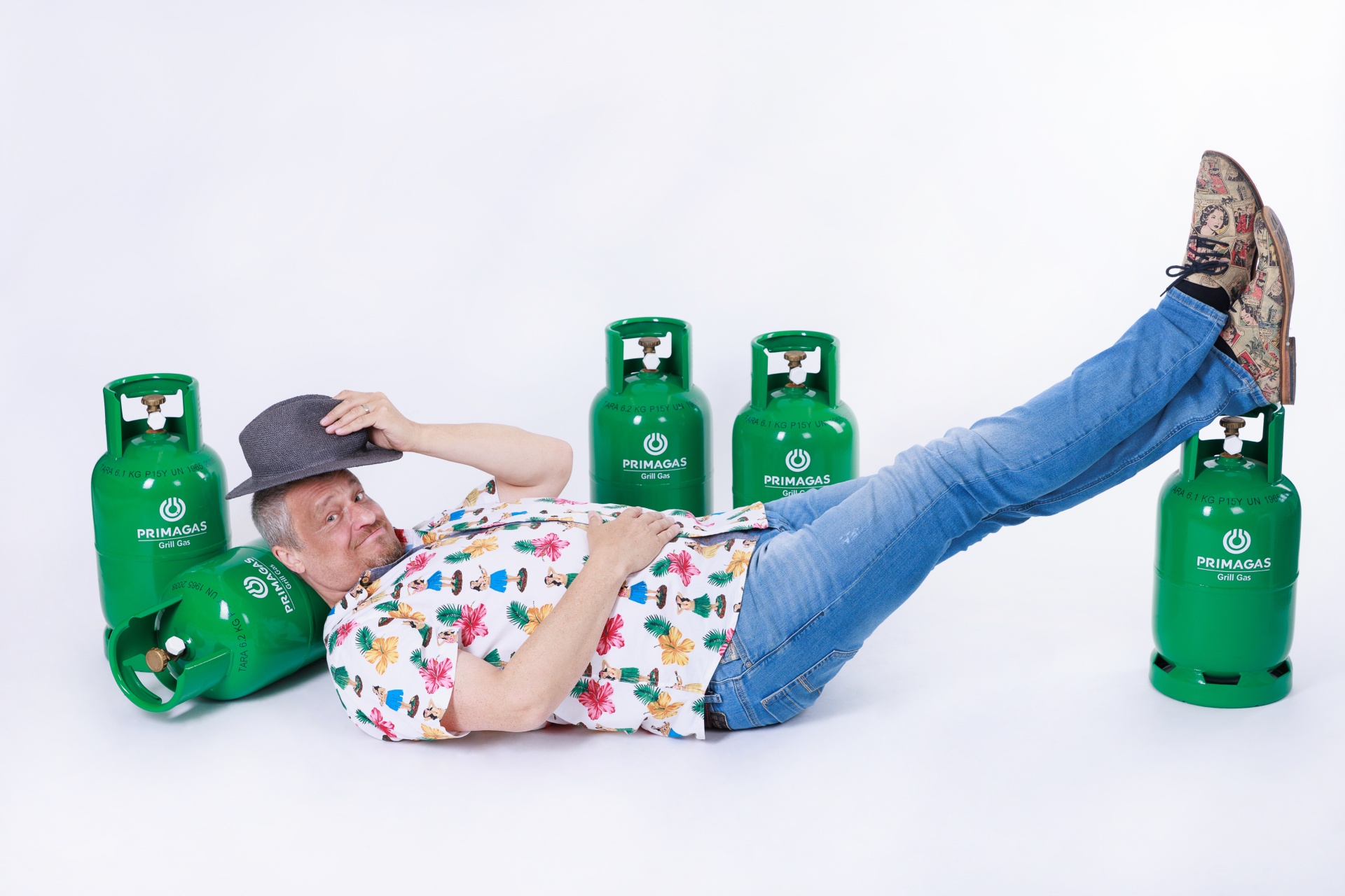 Roman Vaněk a plynové láhve Primagas